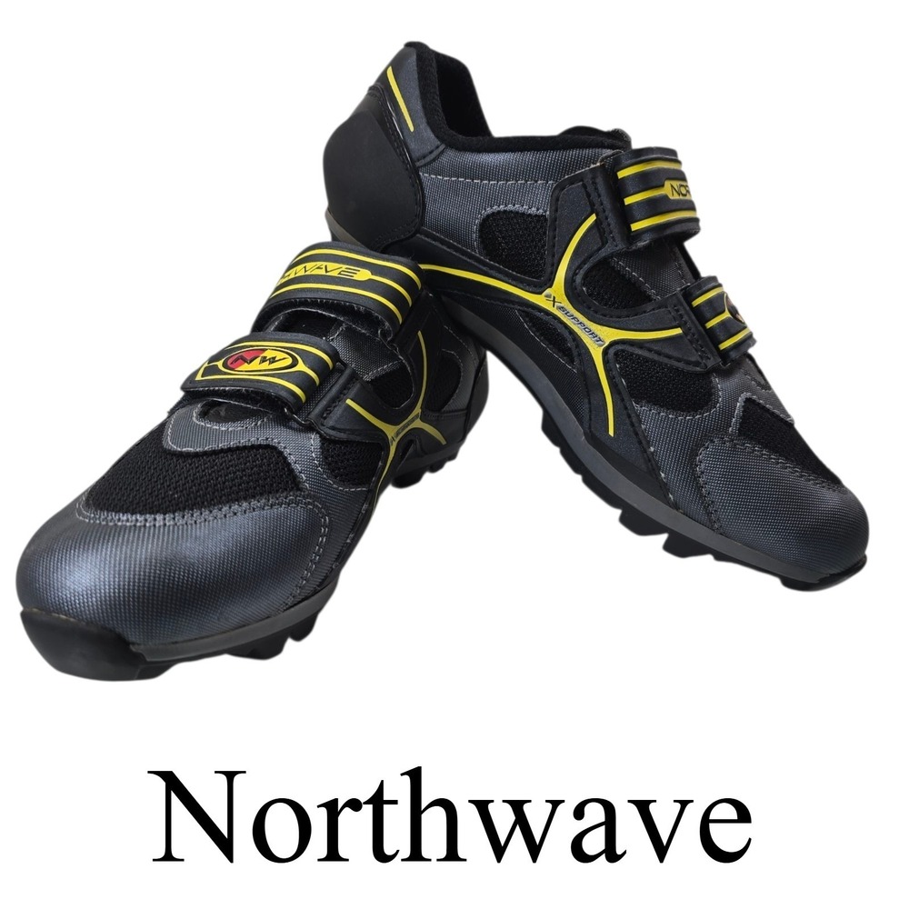 Northwave‎ MTB Cycling Shoes Black Grey Yellow SPD Cleat Compatible Mens 42